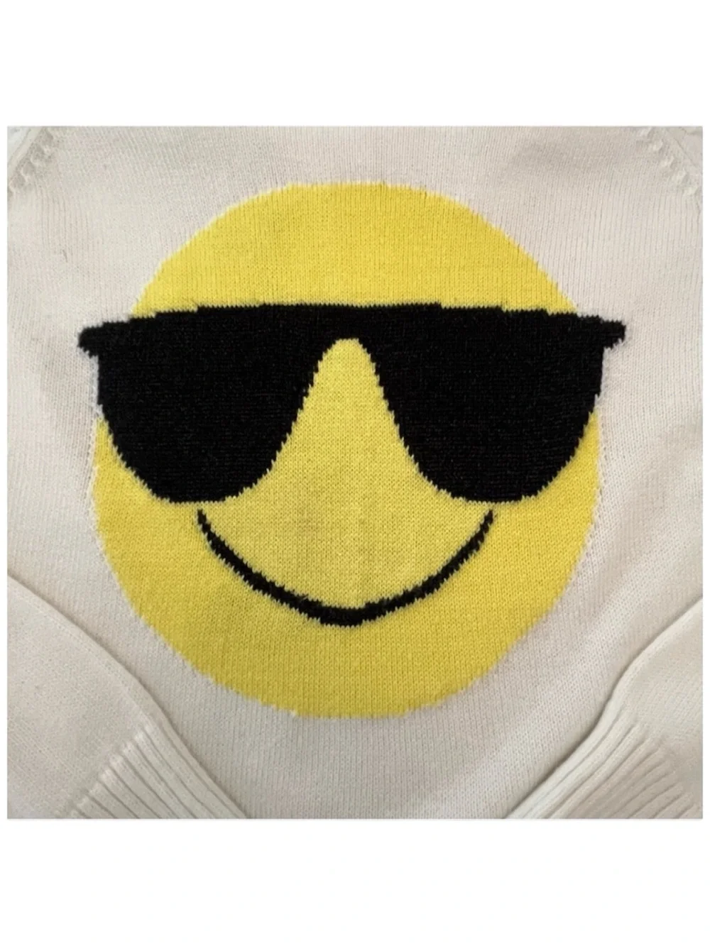 The Children’s Place Girls 7/8 Smiley Face Sunglasses Sweater White